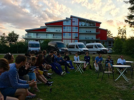 The participants at the fireside chat.